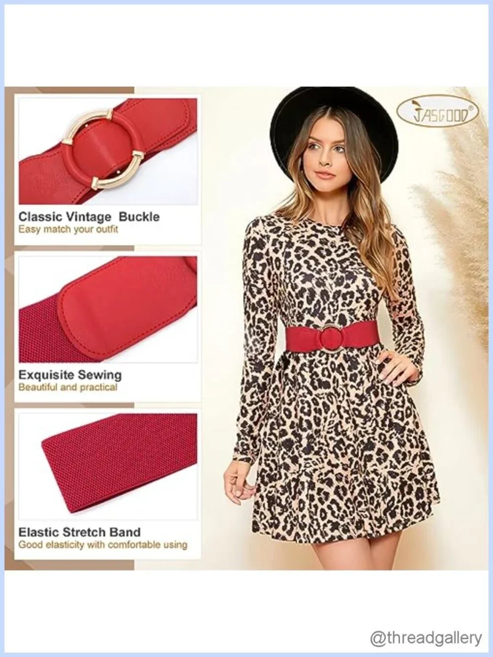 Wide Elastic Waist Belt Stretchy Vintage Circle Buckle Dress Belt 2.95